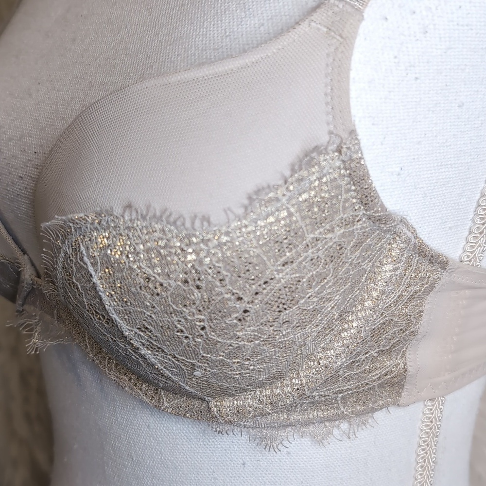 DREAM ANGELS Victoria's Secret GOLD Lace Demi Push-Up 32C - Picture 2 of 10